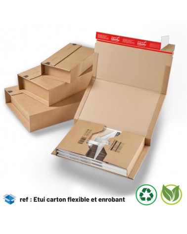 Etui carton flexible et enrobant.