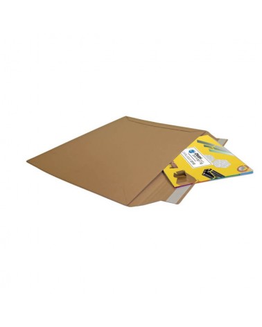 Pochette carton recyclé brune à fermeture adhésive et ouverture